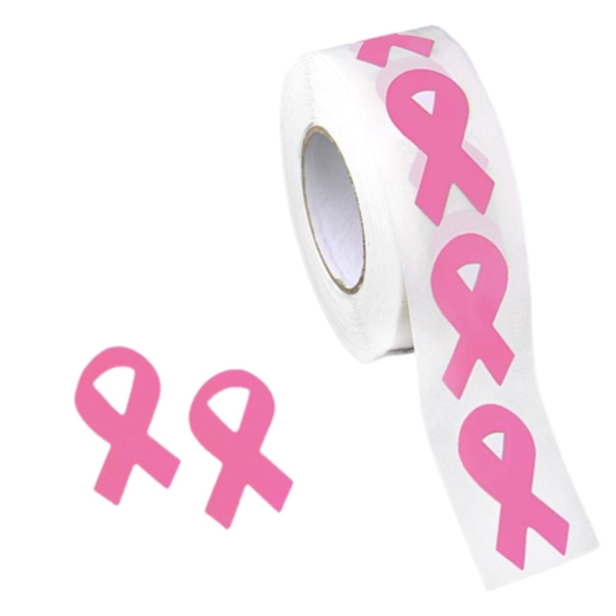 Image of Small Pink Ribbon Shaped Stickers (250 per Roll)