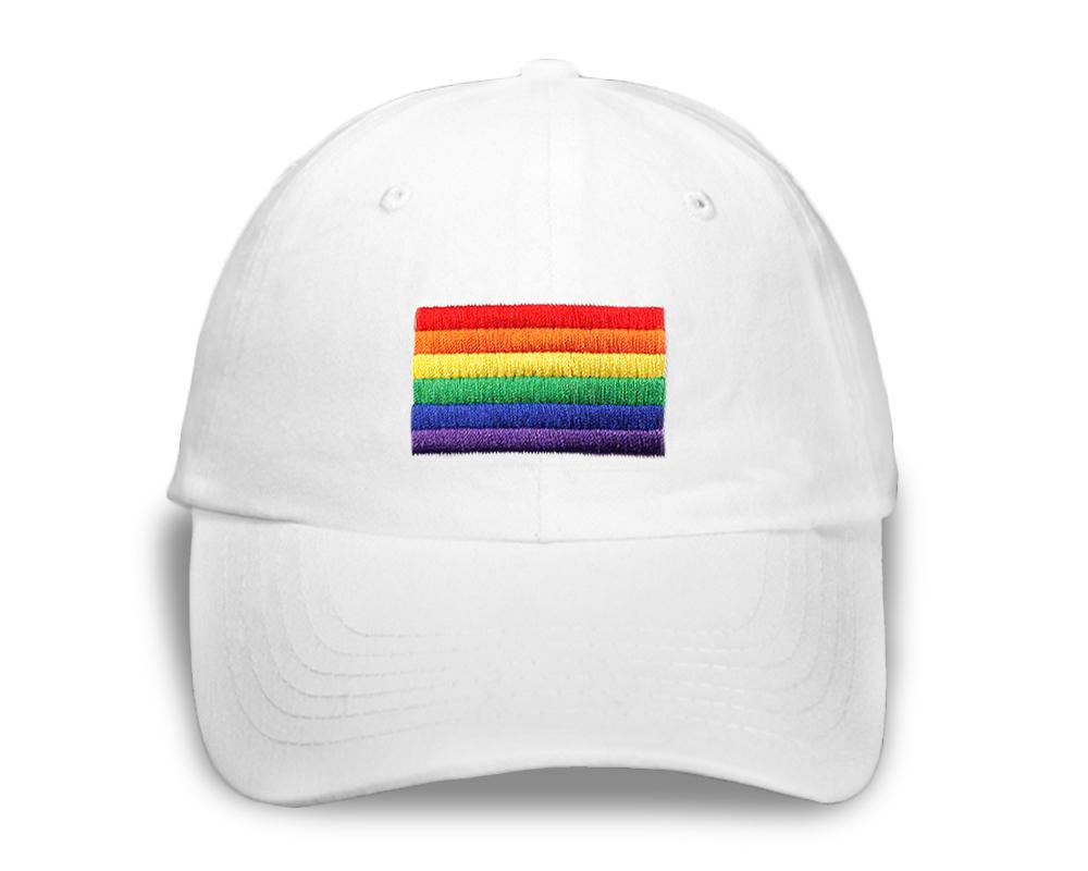 Image of Rectangle Rainbow Gay Pride Flag Hats in White