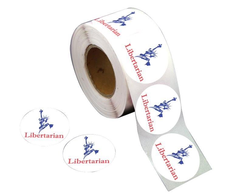 Image of Statue of Liberty Libertarian Stickers (250 per Roll)