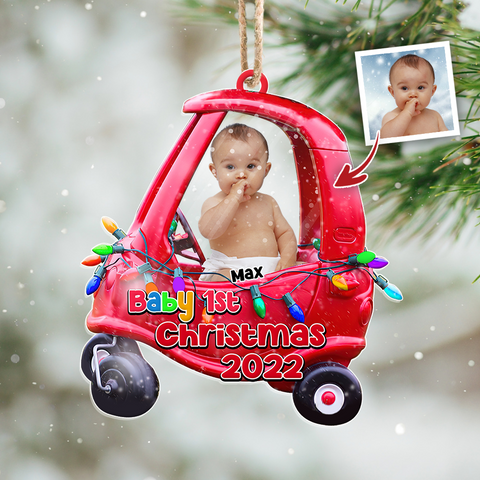 Personalized Baby First Christmas Upload Photo Printed Acrylic Ornament, Customized Holiday Ornament
