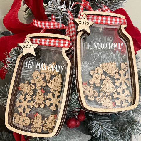 Custom Gingerbread Family Jar Layered Ornament, Funny Ornament