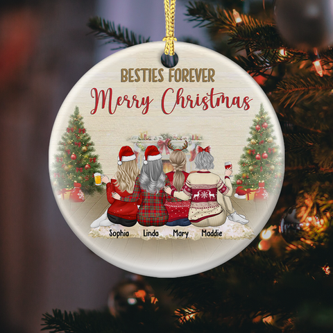 Besties Forever Merry Christmas 2022 Personalized Holiday Ornament