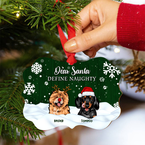 Dear Santa Define Naughty Christmas Dog Personalized Aluminum Ornament