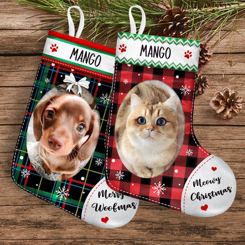 Merry Woofmas & Meowy Christmas Pet Photo Christmas Stocking