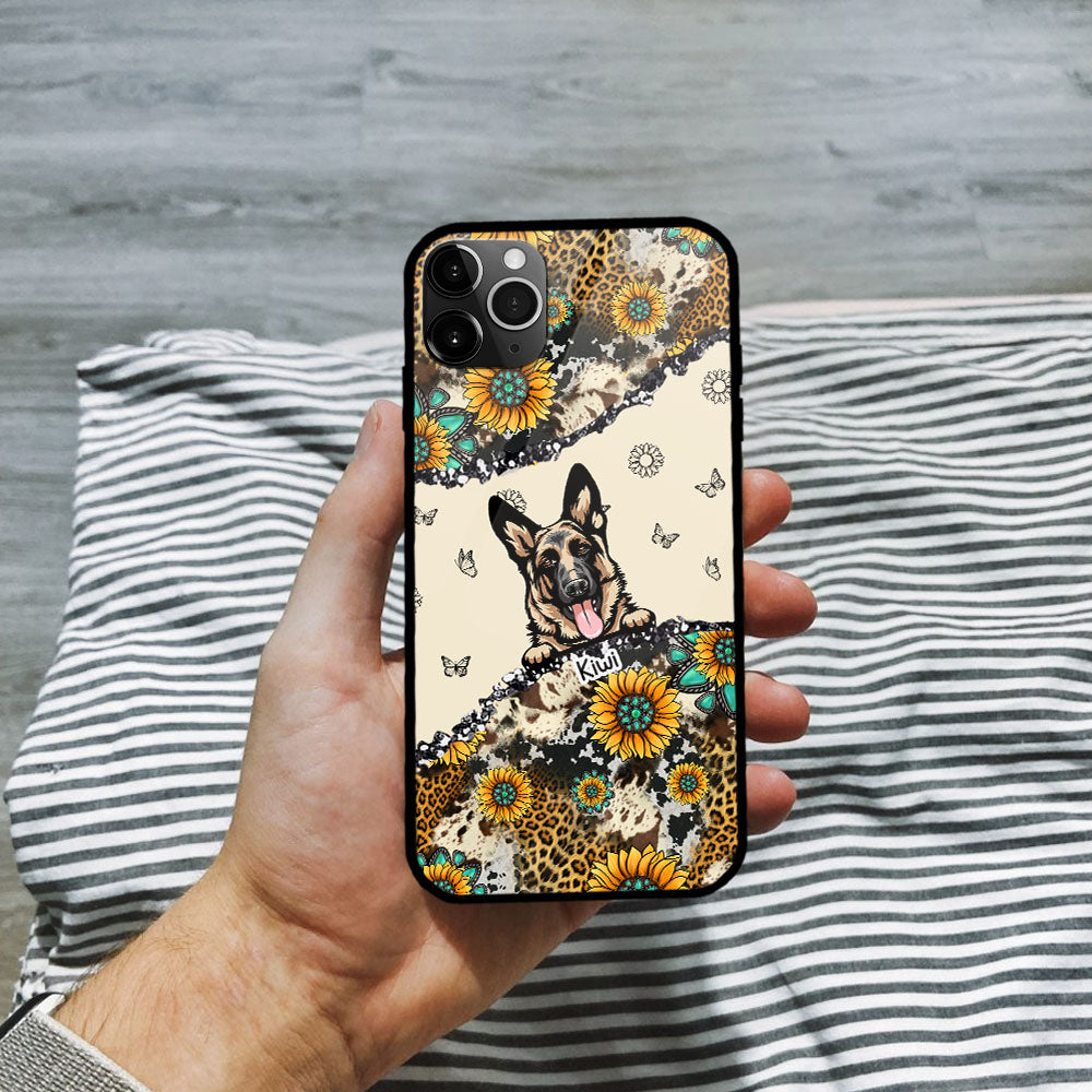 Sunflower And Teal Dog - Customized Phone Case AA