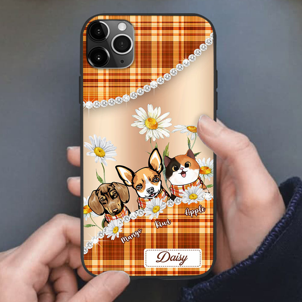 Personalized Flower Dog Mom Fall Pattern Iphone Samsung Phone Case, Gift For Dog Lovers AA