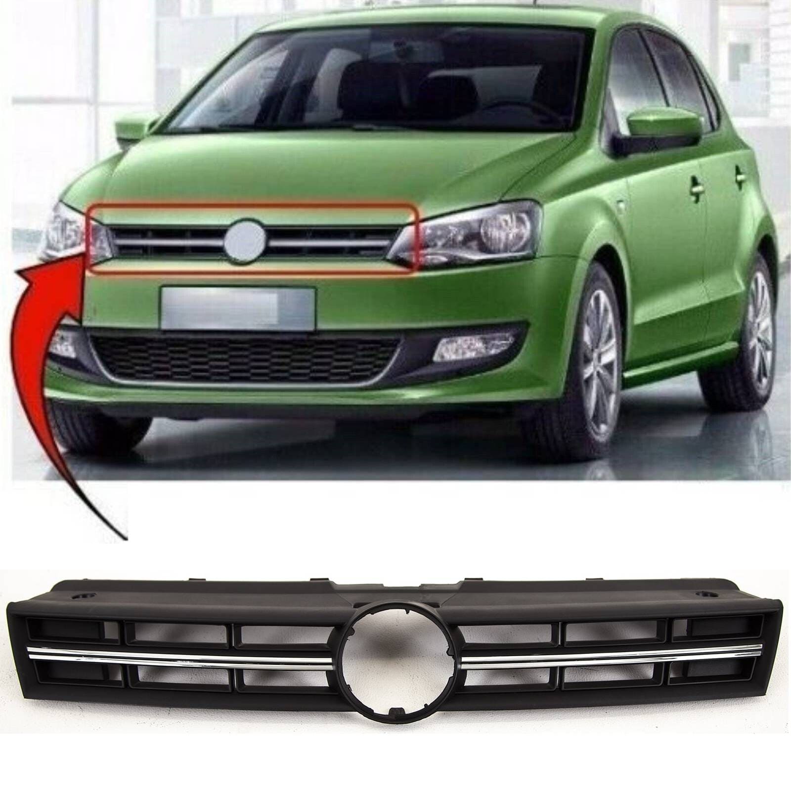 VW POLO 6R 2009 - 2014 FRONT BUMPER CENTRE GRILLE 6R0853677A9B9