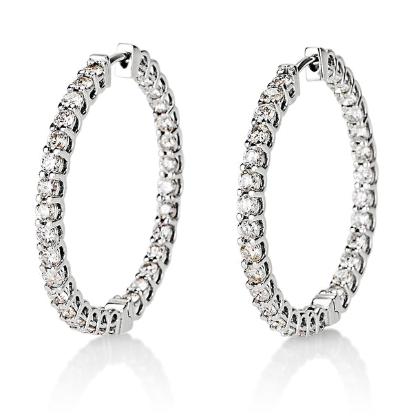 Diamond Hoop Earrings 3 ct tw Round 14K White Gold | Jared