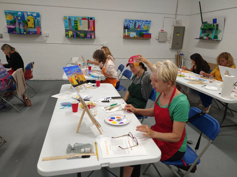 The City - Silhouette Art Painting and Wine for adults at AnetaArtClasses