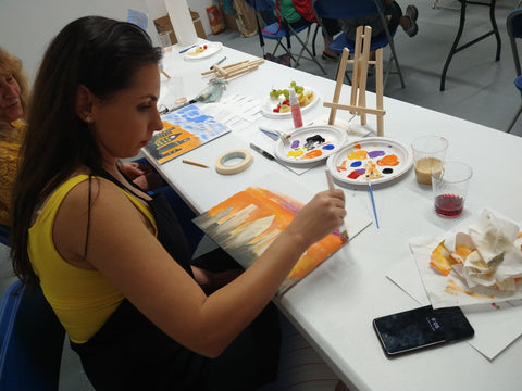 The City - Silhouette Art Painting and Wine for adults at AnetaArtClasses