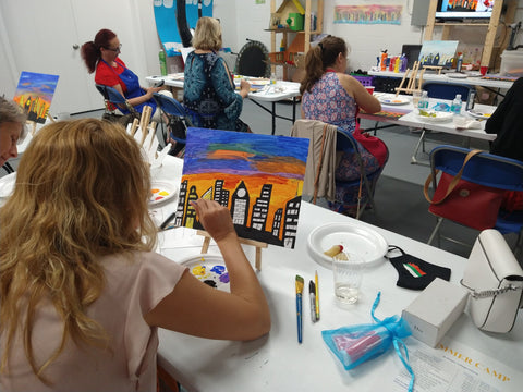 The City - Silhouette Art Painting and Wine for adults at AnetaArtClasses