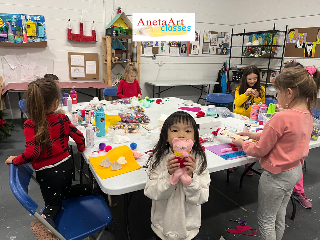 making teaddy bears in our Art Adventure Class in our Schaumburg location