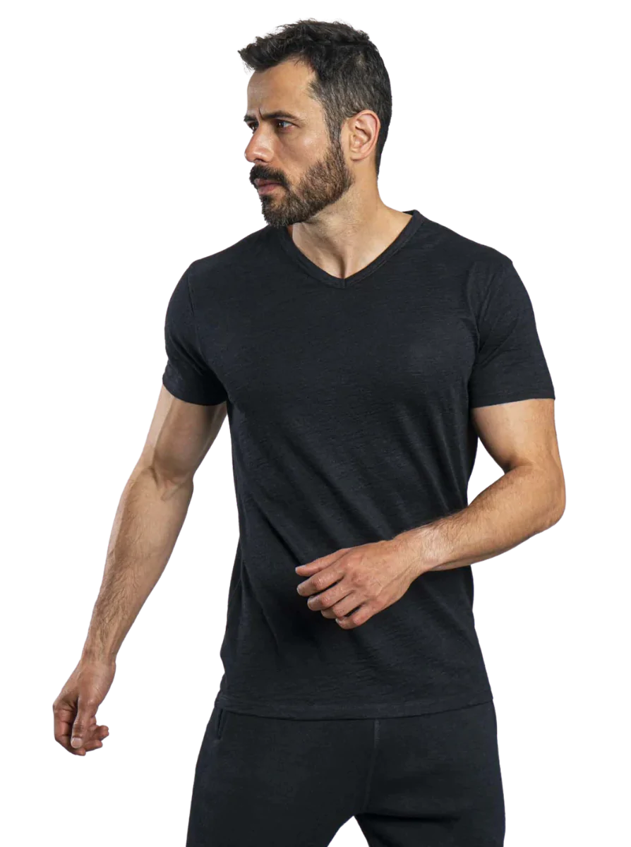 men's alpaca wool v-neck t-shirt