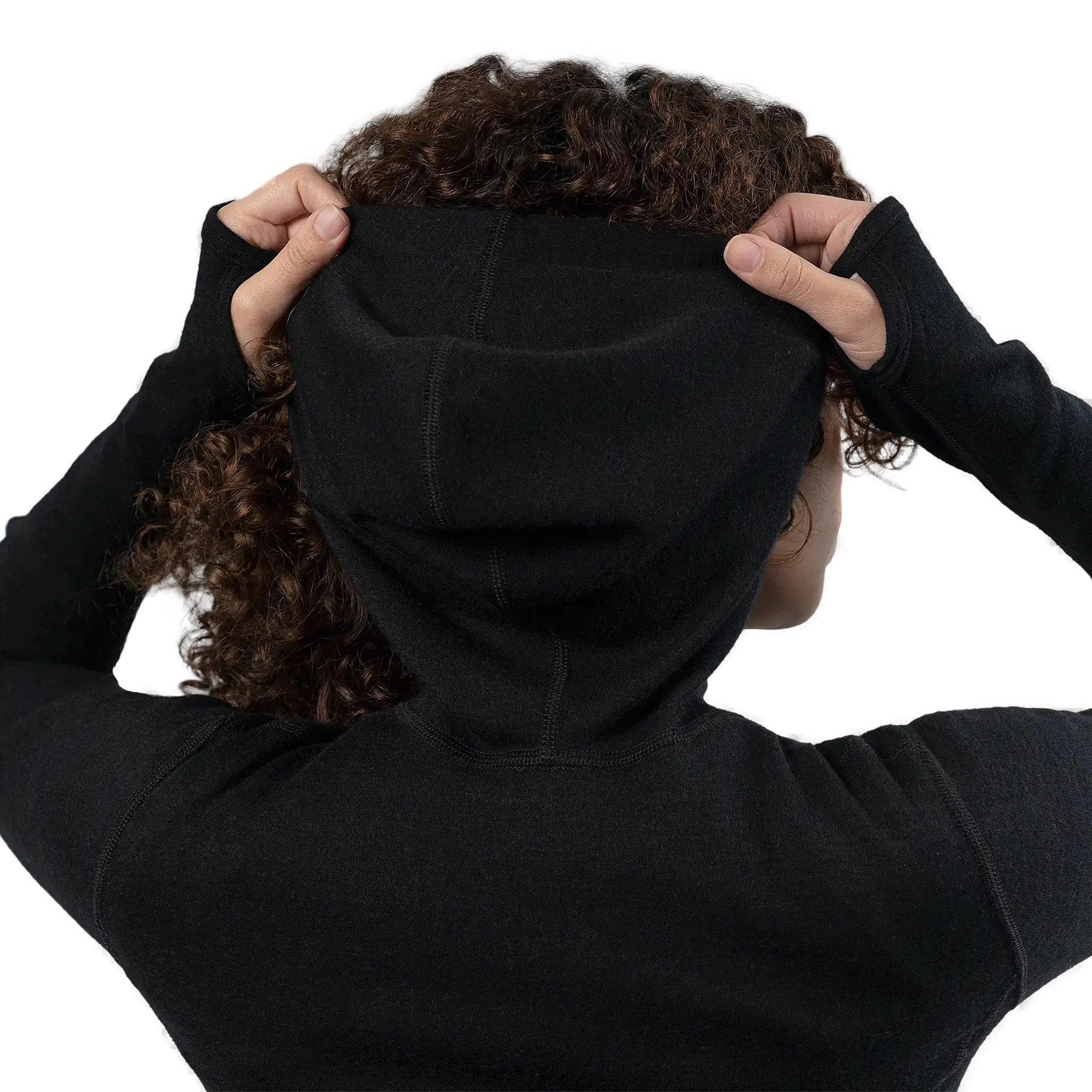 womens moisture wicking baselayer hoodie halfzip color black