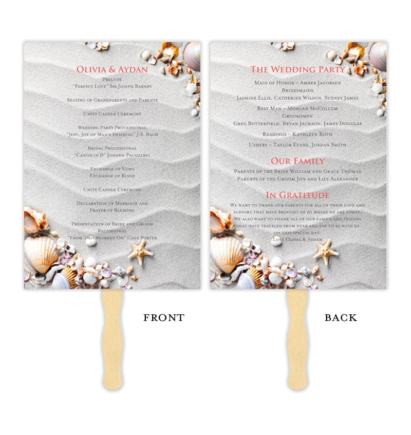 Wedding Program Fan Sandy Beach Tropical Destination Hawaii Or