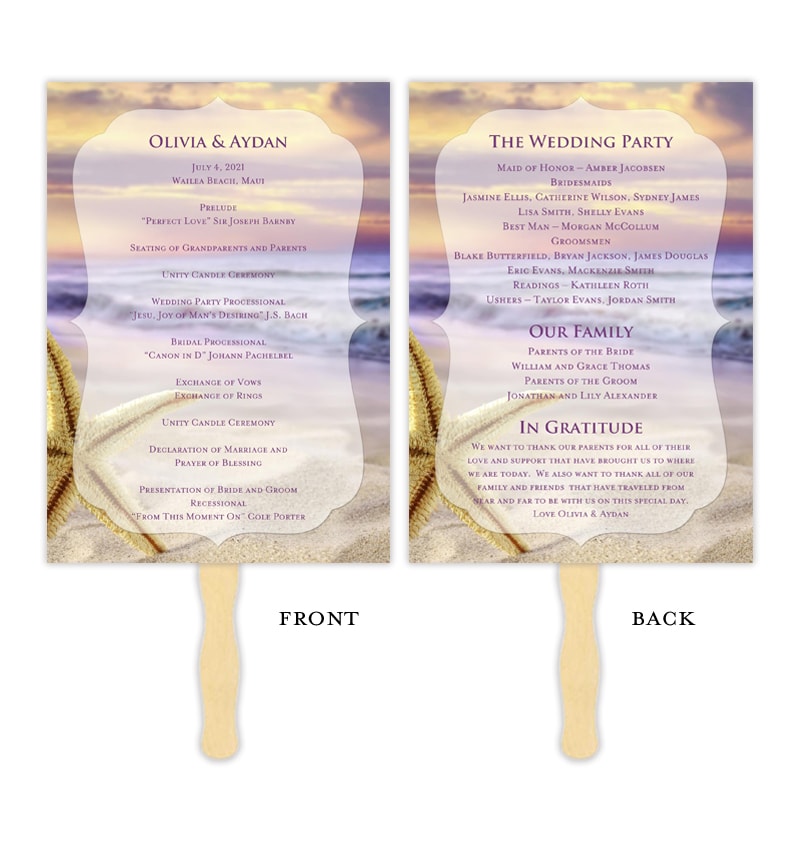 Wedding Program Fan Tropical Beach Wedding Template Shop