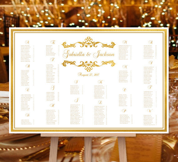 Wedding Seating Chart Poster Emma Gold Print Ready Digital