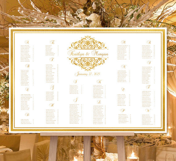 Wedding Seating Chart Poster Grace Gold Print Ready Digital File