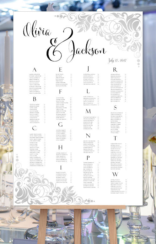 Alphabetical Seating Chart For Wedding