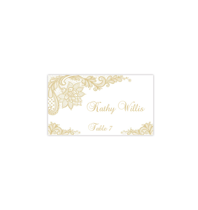 Wedding Seating Card Vintage Lace Champagne Tent Wedding