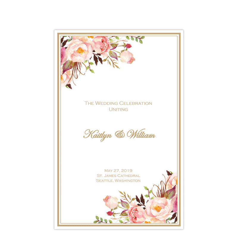 Catholic Church Wedding Program Romantic Blossoms Diy Printable