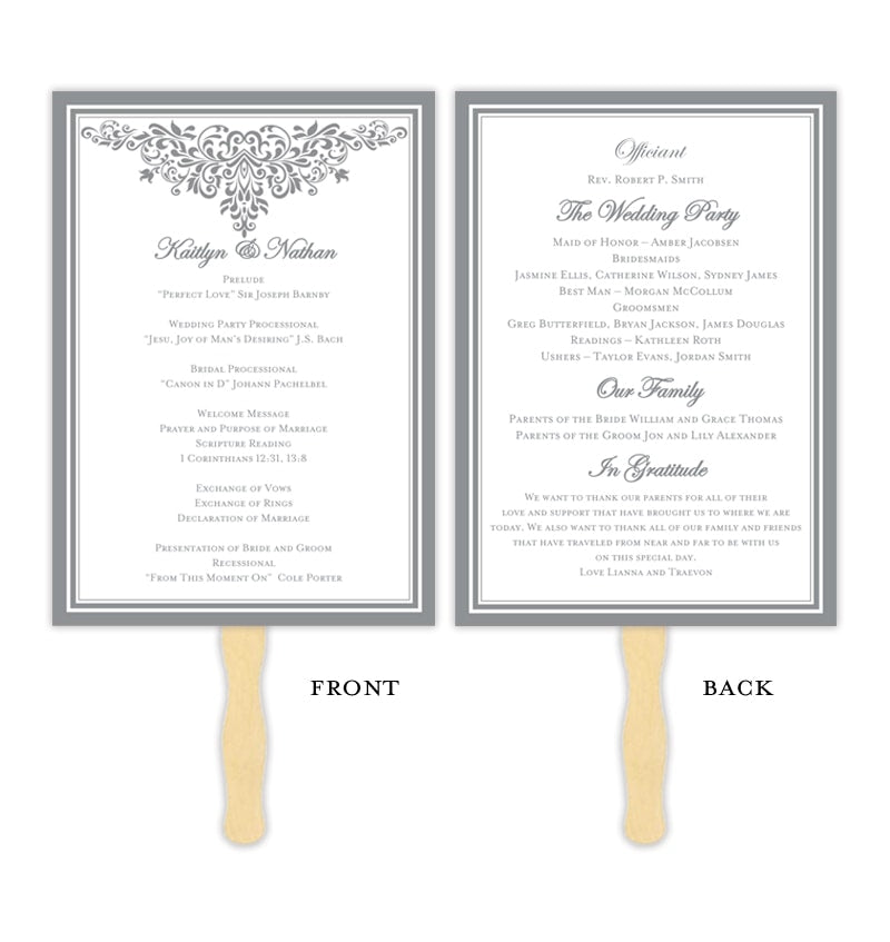 Wedding Program Fan Anna Maria Gray Wedding Template Shop