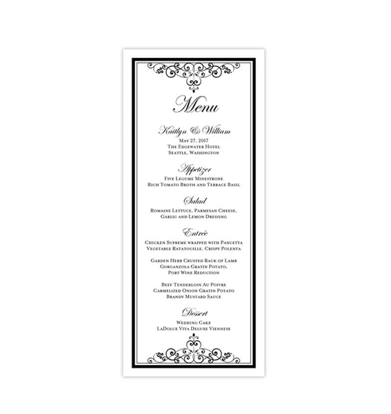 Wedding Reception Menu Templates Diy Stationery Cards Tagged