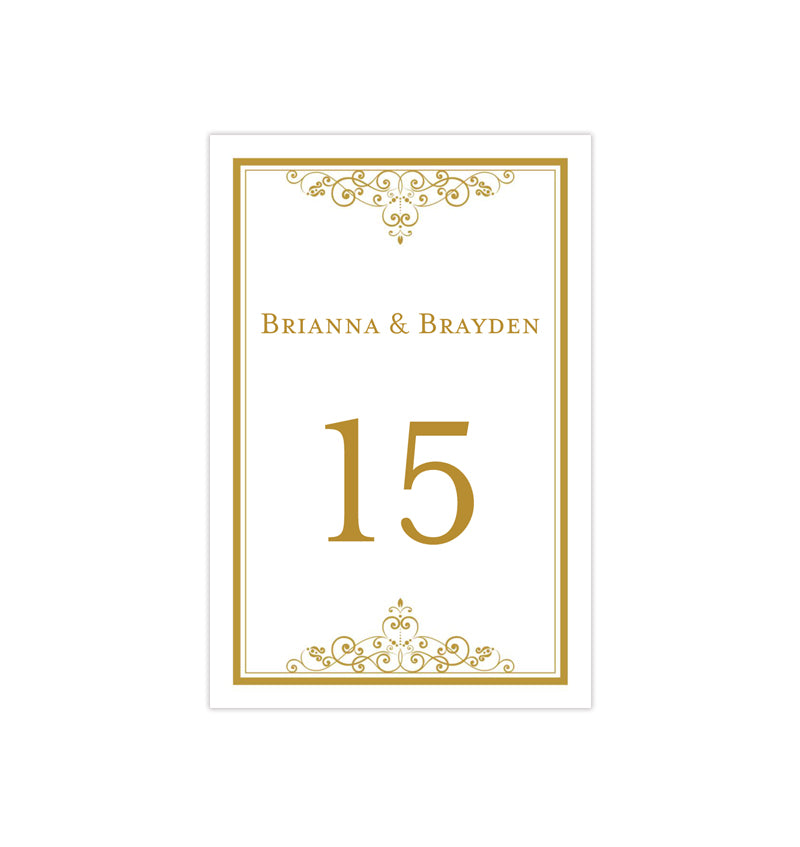 Wedding Table Number Template Vintage Filigree Gold Flat - Wedding