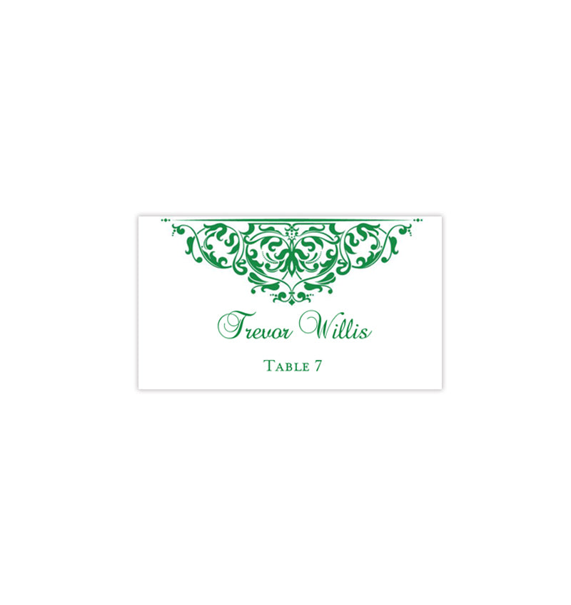 Printable Wedding Place Cards Grace Emerald Green Flat Wedding