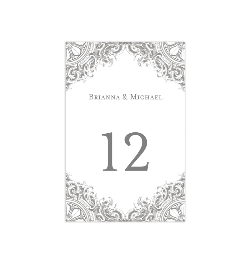 wedding table number template vintage gray silver flat wedding template shop