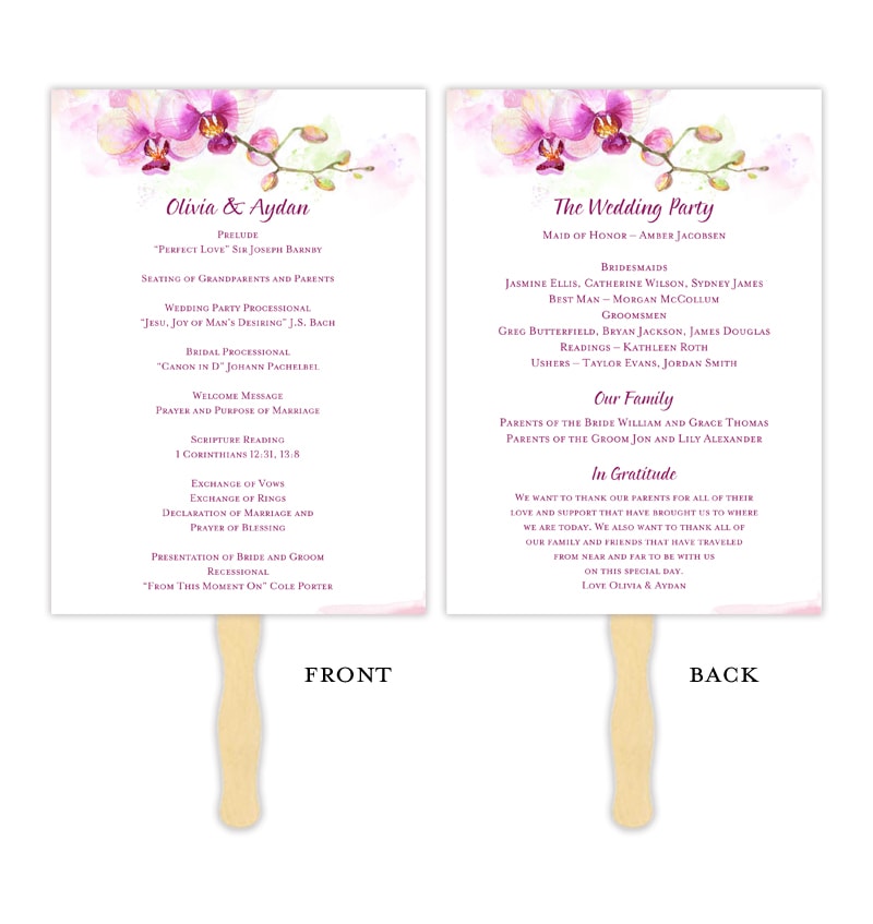 Wedding Program Fan Orchid Tropical Destination Hawaiian Wedding