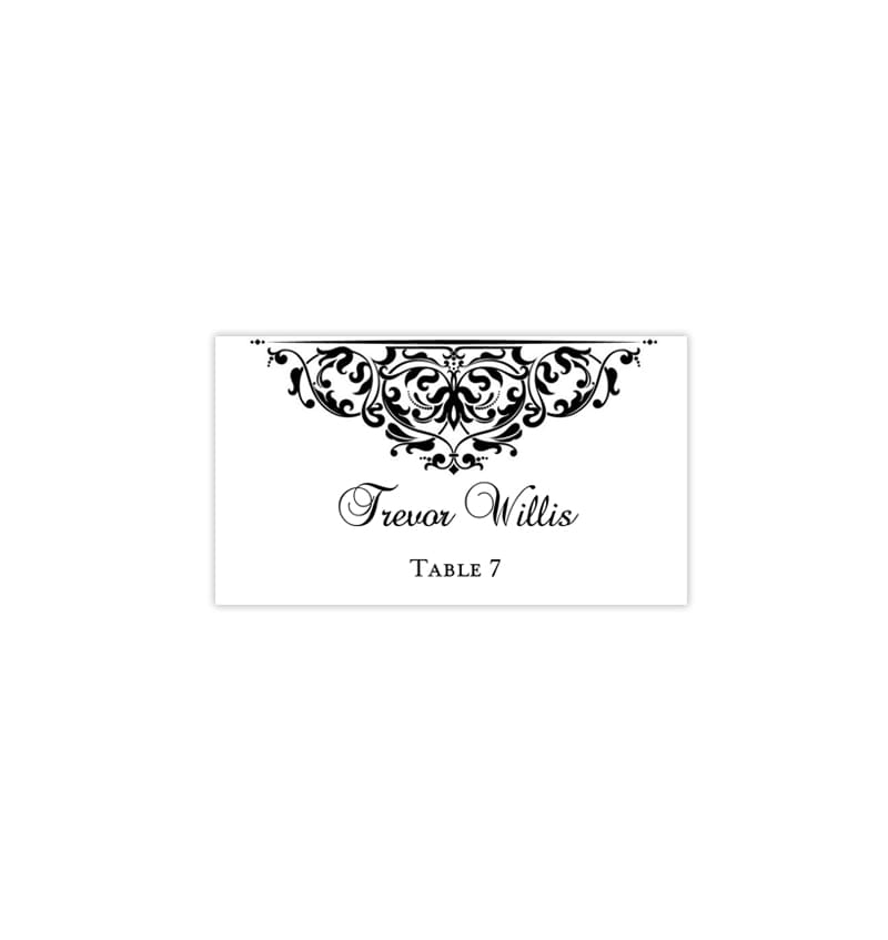 black wedding place cards