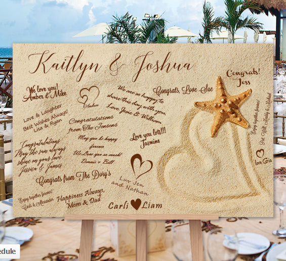 Beach Wedding Guest Book Alternative Heart In The Sand Poster Or