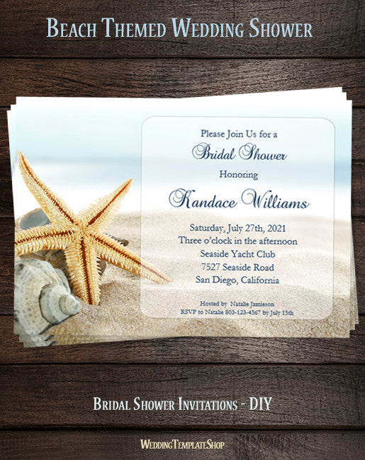 Beach Bridal Shower Invitation Tropical Destination Wedding
