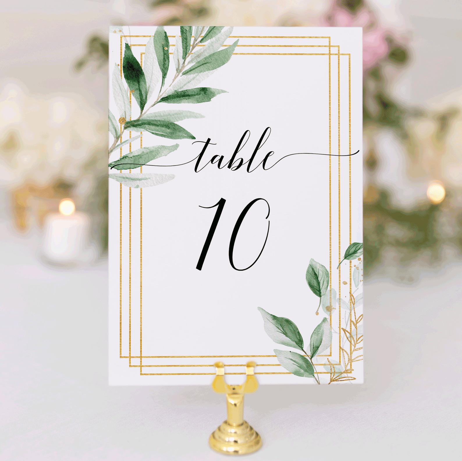 Wedding Table Number Cards Greenery 21-21 Instant Downloads Inside Table Number Cards Template