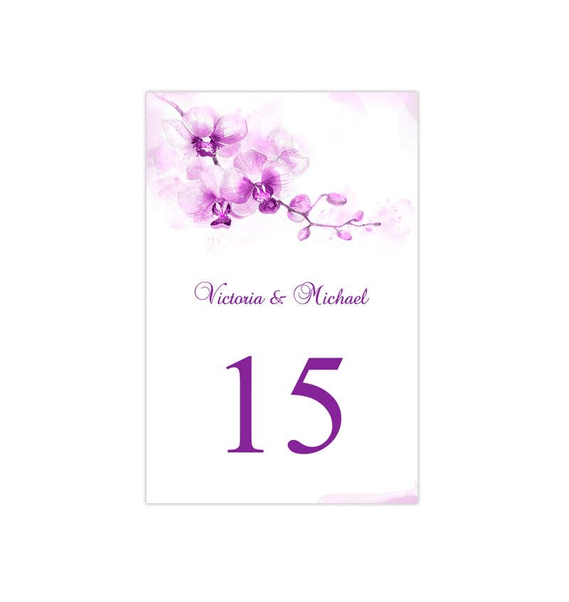 Wedding Table Number Template Orchid Purple Flat Wedding