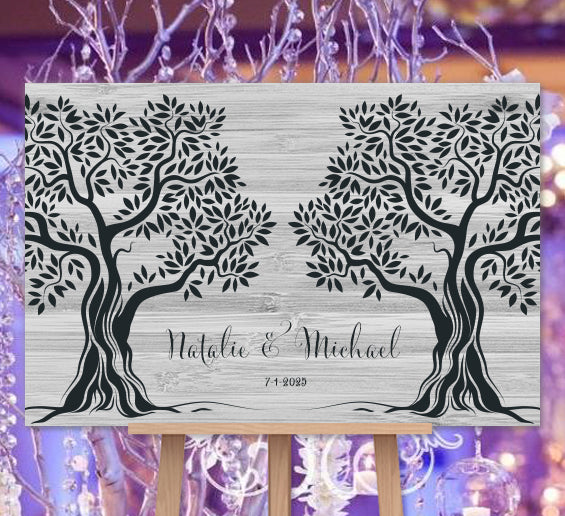 Personalized Wedding Guest Book Anniversary Wall Décor Gray - Wedding Template Shop