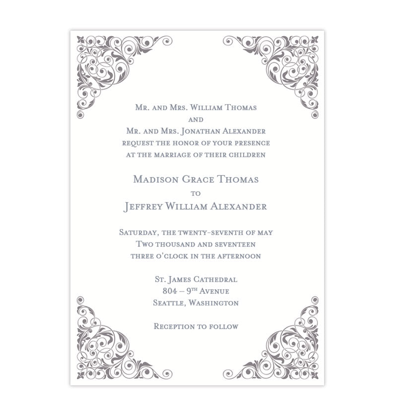 silver wedding invitations