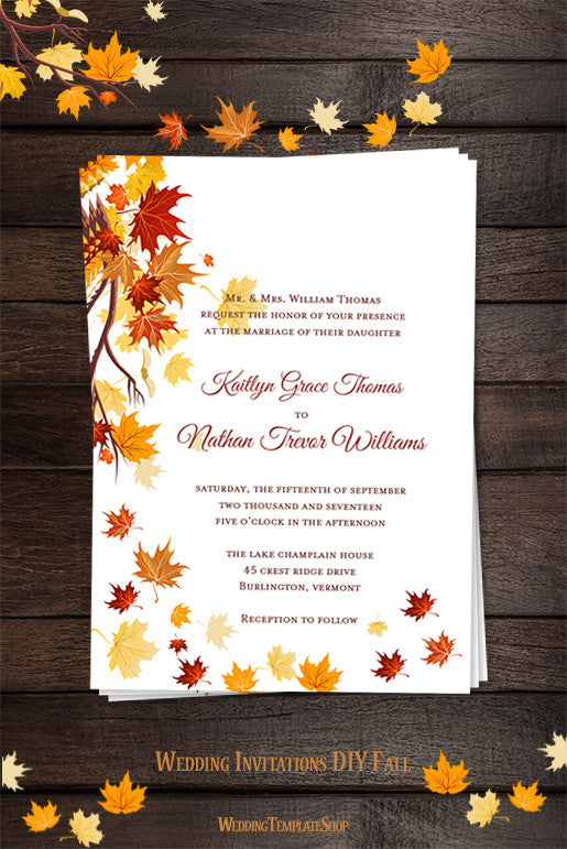 Fall Wedding Invitation Templates Hamle Rsd7 Org