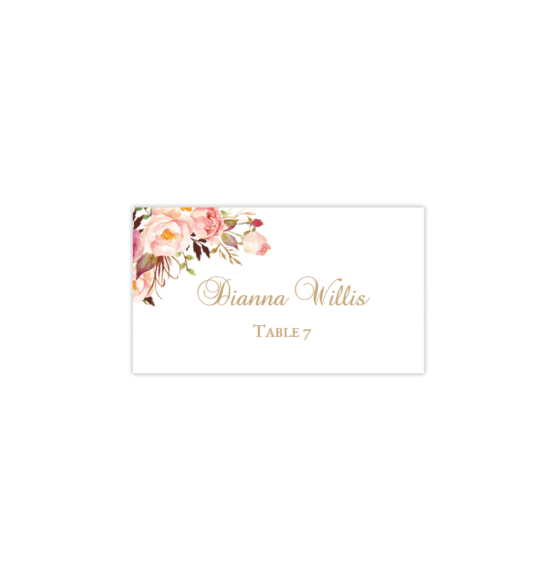 Wedding Seating Card Tent Romantic Blossoms Wedding Template Shop