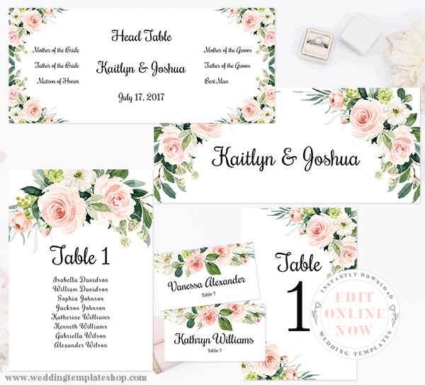 table numbers and place cards