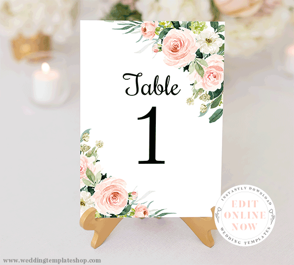 Wedding Table Numbers Printable Reception Template Cards