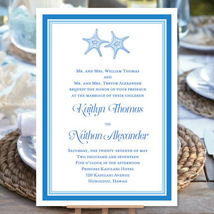 Beach Theme Wedding Invitation Turquoise Sea Blue Wedding Template