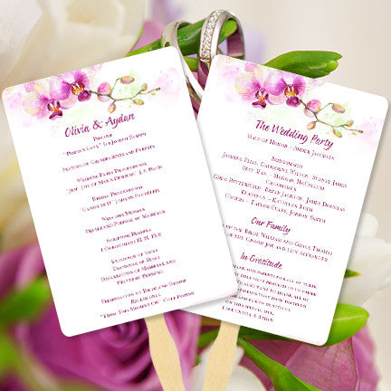 Wedding Program Fan Orchid Tropical Destination Hawaiian Wedding