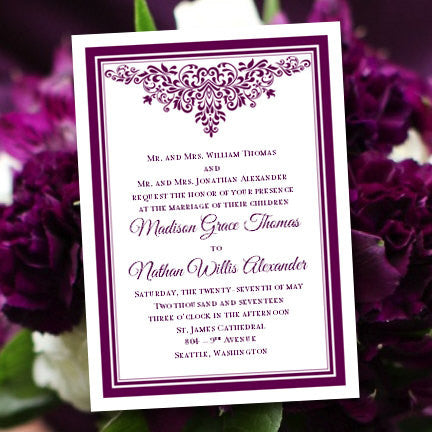 Anna Maria Wedding Invitation Purple 100 Diy Wedding Template Shop