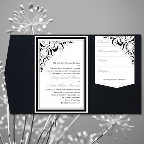 Paper Invitations Announcements Pocket Fold Wedding Invitations