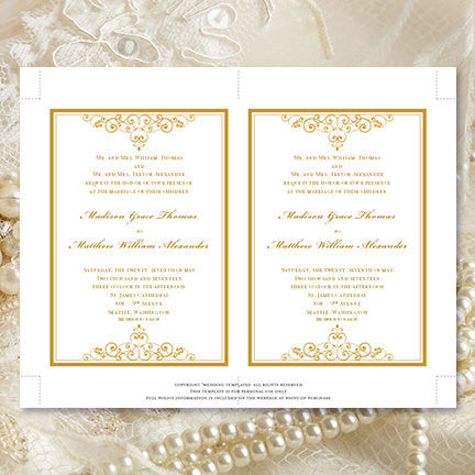 Vintage Wedding Invitation Gold Wedding Template Shop