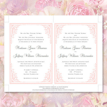 Maria Wedding Invitation Light Pink Wedding Template Shop