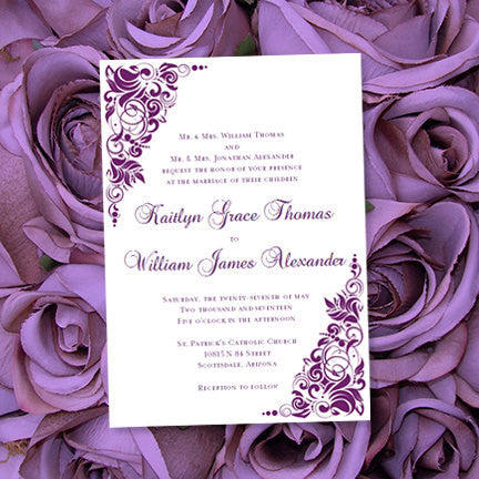 Gianna Wedding Invitation Purple