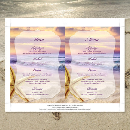 Wedding Reception Menu Template Tropical Beach